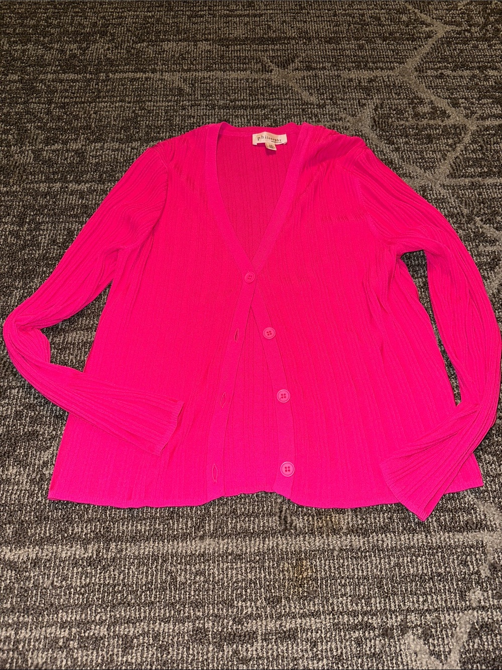 Philosophy Hot Pink Ribbed Button-Front Cardigan